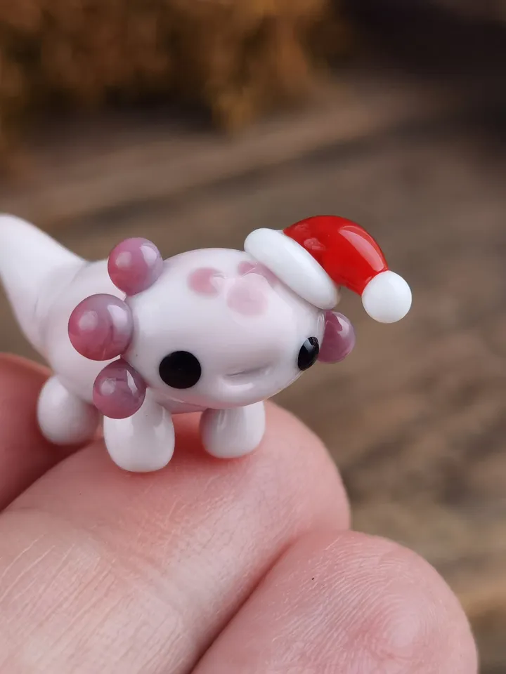 Glass axolotl figurine Tiny axolotl gifts miniature axolotl decor Blown glass art axolotl ornaments Axolotl Aquarium decor Tank Fish