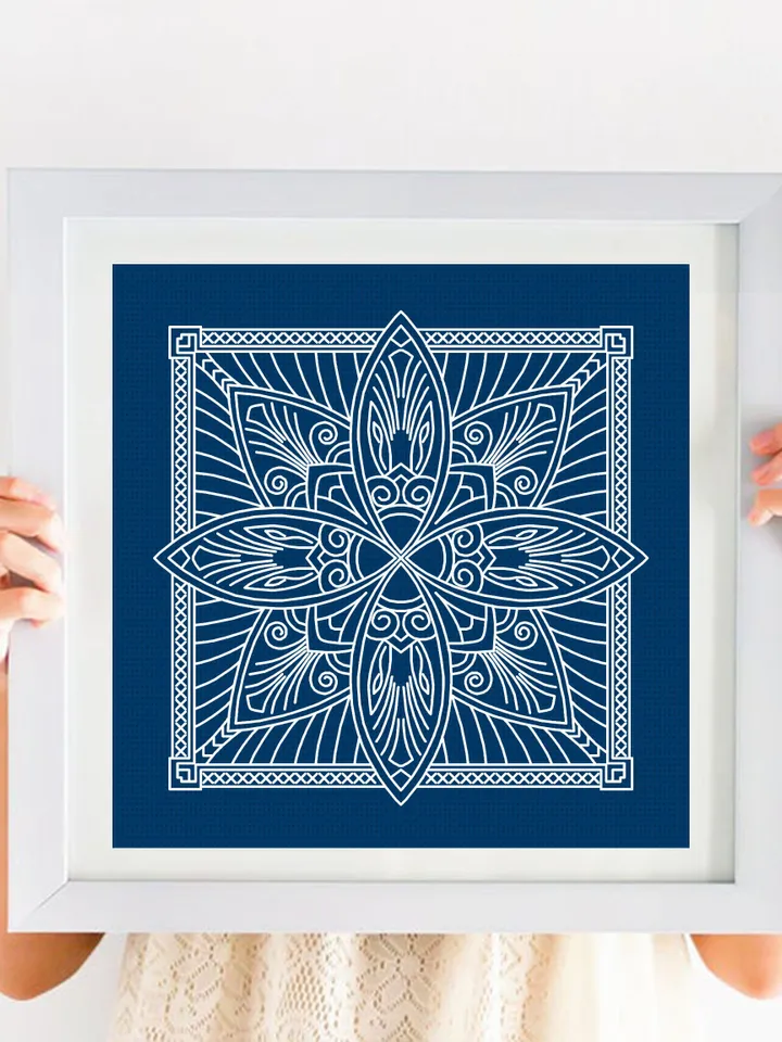 Square mandala blackwork pattern PDF download Mandala ornament hand embroidery PDF, Backstitch chart for embroidery pillow, Mandala art #W44