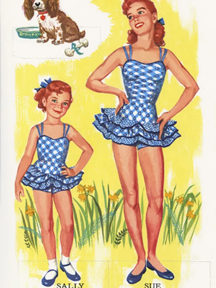 6 Paper Dolls with Outfits and Pets Digital Download PDF