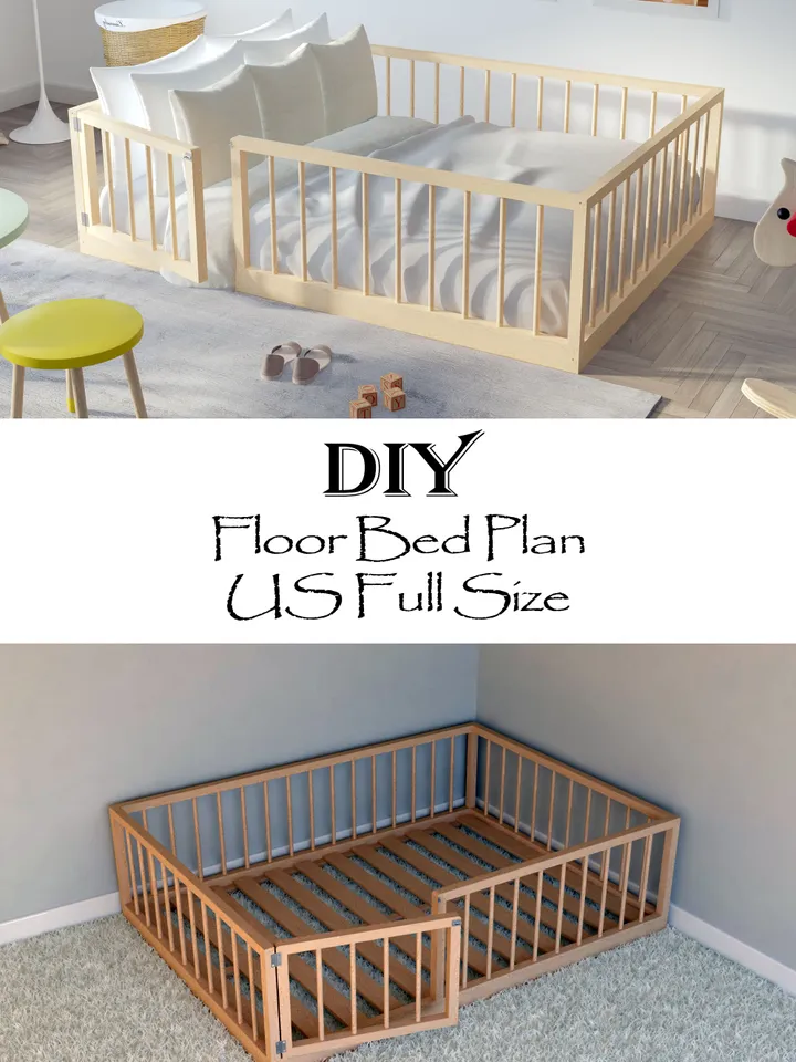 DIY, PDF, Montessori Floor Bed Plans, US Full Size