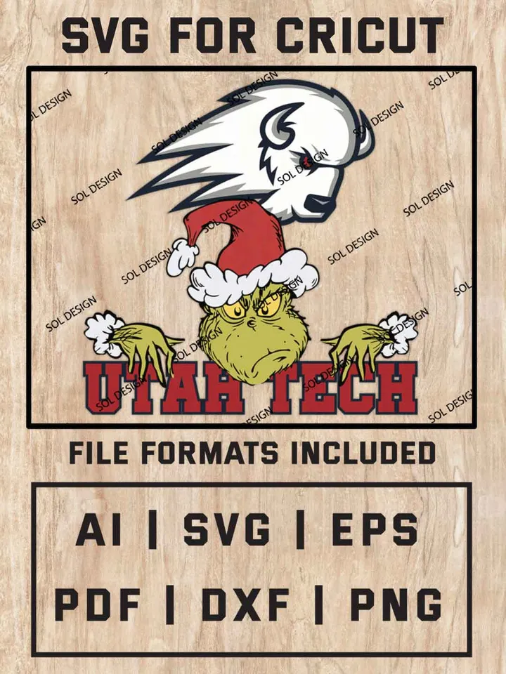 Grinch Utah Tech Trailblazers SVG, NCAA SVG Design, NCAA Utah Tech Trailblazers SVG, NCAA Trailblazers Cricut, Christmas Svg, Grinch svg, Digital Download