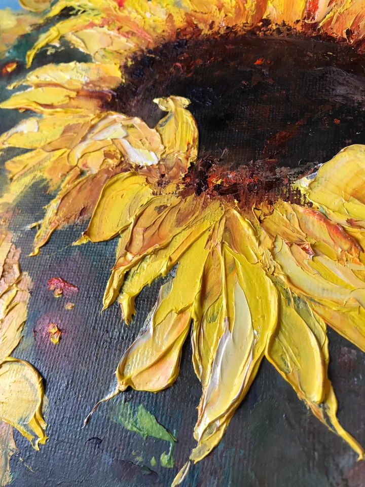 Sunflower Oil Painting Original Floral Painting Sunflowers Wall Art Flowers Painting