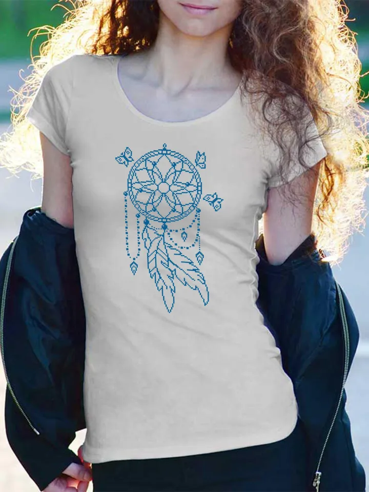 Dream catcher butterfly cross stitch pattern PDF download Mandala cross stitch chart, Dreamcatcher pattern digital PDF for beginner #M277
