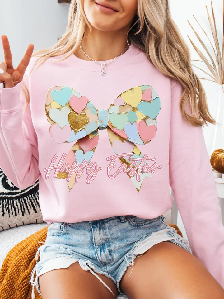 Easter Day Heart Bow png,Easter png, Happy Easter Png, coquette easter png, bow png designs, Coquette Bunny Png Trendy Easter