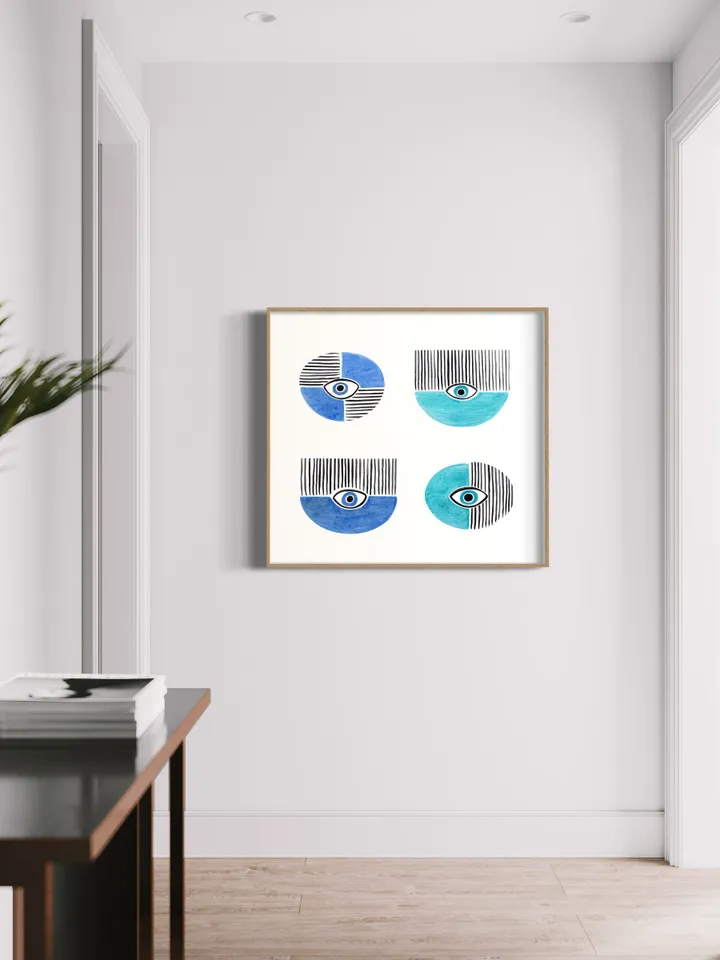 Evil Eye Poster, Watercolor Evil Eye, Evil Eye Poster Nazar Poster Evil Eye Decor Wall Decor Turkish Wall Art Greek Art Blue Art Boho