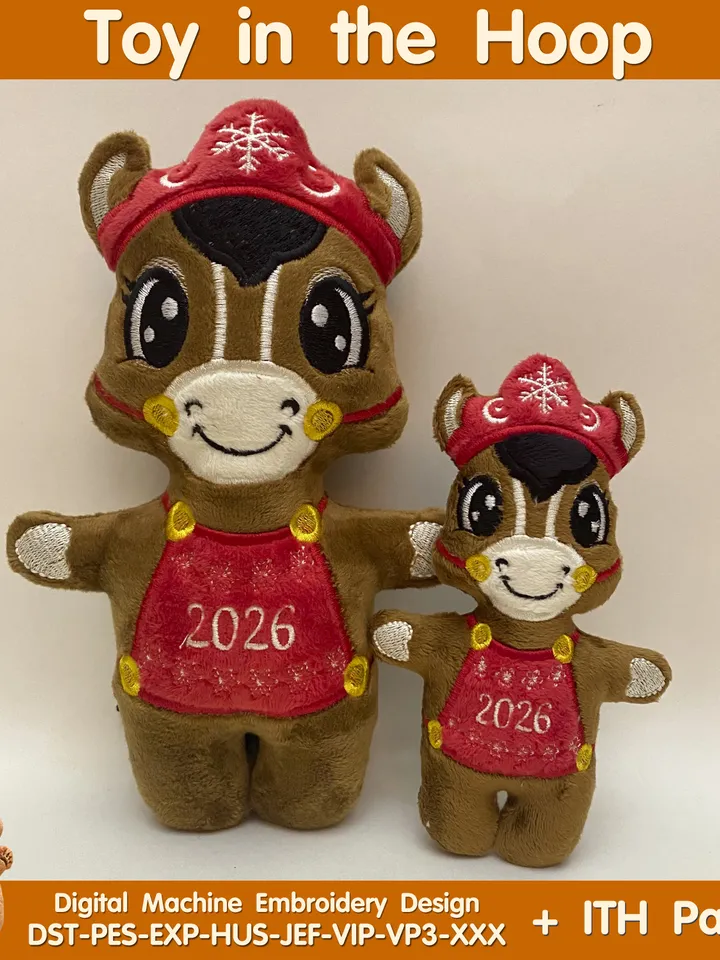 ITH Cute Horse toy soft stuffed in the Hoop Digital Design for Machine Embroidery