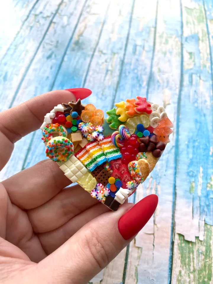 Magnet Miniature Rainbow Charcuterie Board with Polymer Clay Souvenir