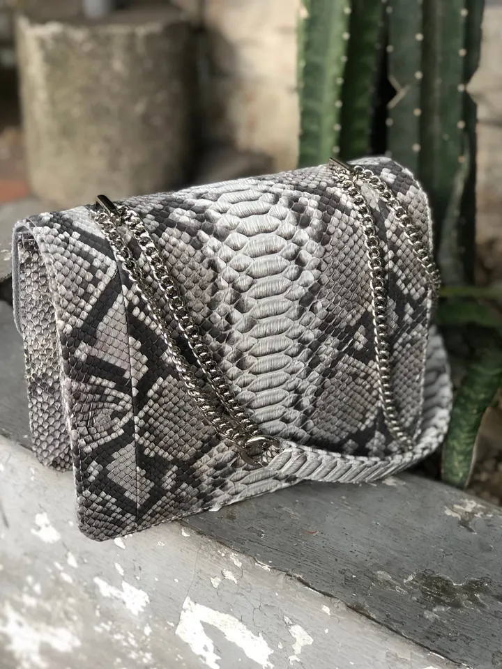 Genuine python skin classy woman bag | designer leather bag | exotic skin woman bag | chain crossbody elegant snake bag | Snake print purse
