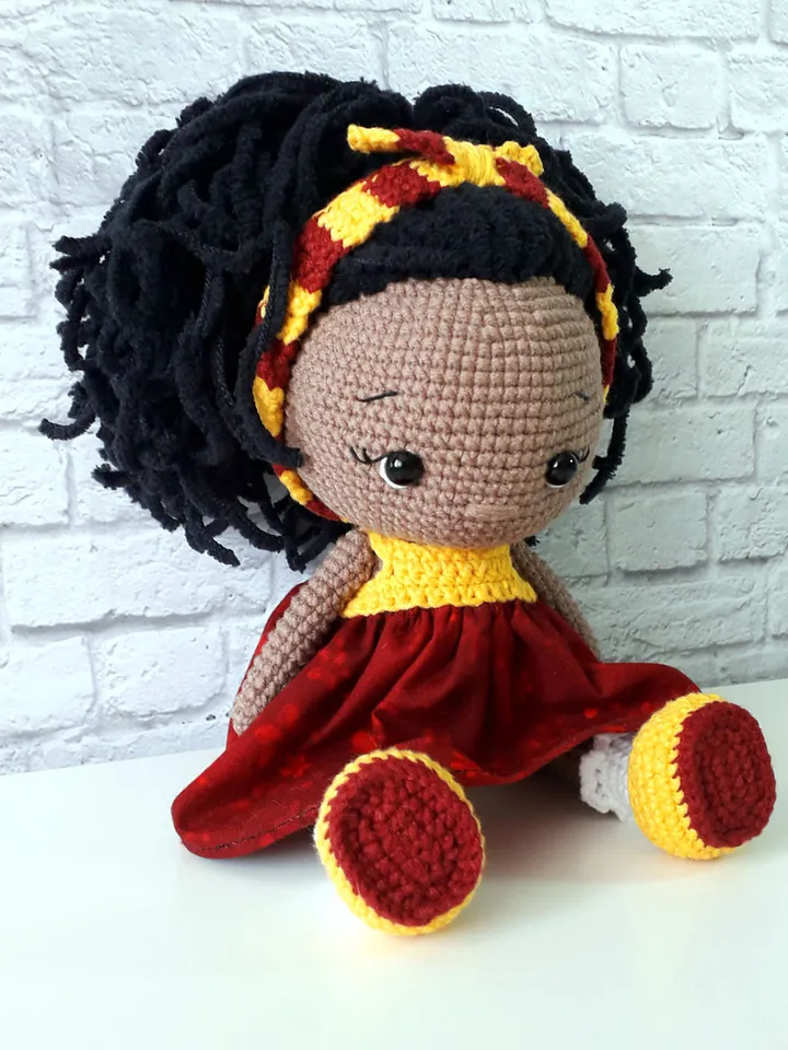 Crochet little doll, dark skin doll, crochet baby doll, crochet doll Anna, rag doll for baby, good gift