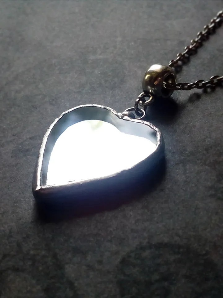 Mirror heart necklace, valentines, Stained glass, tiffany, Valentine's day, Tin soldered mirror, st Valentine heart