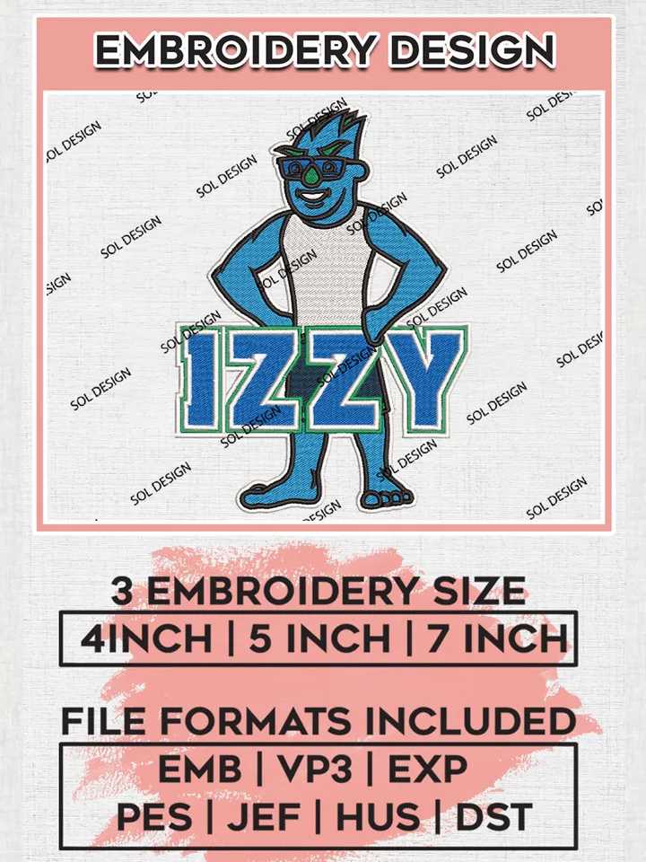 NCAA Izzy College Football Team Funny Logo Embroidery Design Files, NCAA Texas A&M Corpus Christi Islanders Machine Embroidery, NCAA Teams, Game Day, 3 sizes, NCAA Machine embroidery designs, Digital Download