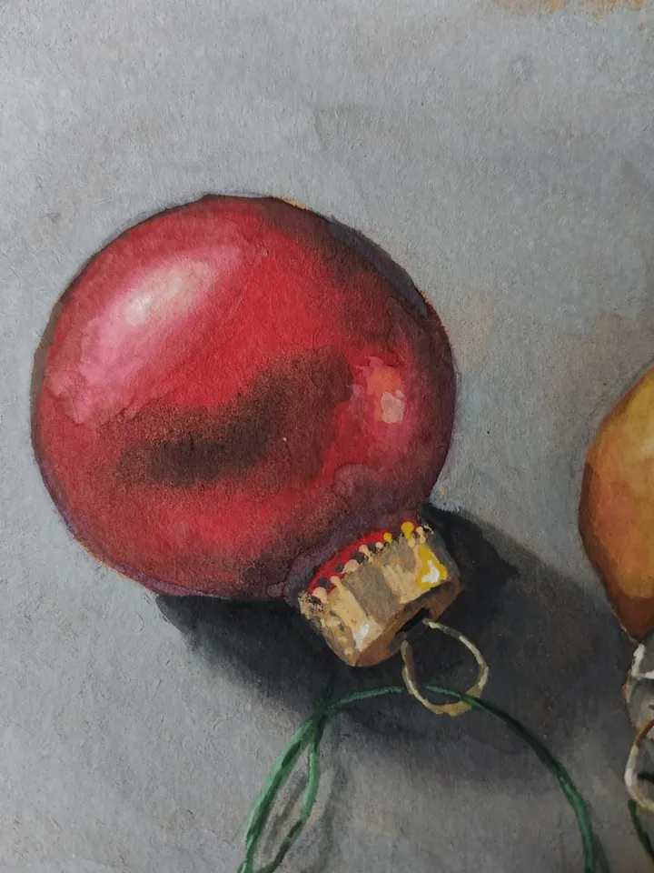 Christmas Tree Toys. Original gouache painting.