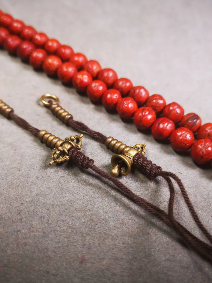 Gandhanra Handmade Tibetan Buddhist Mala Counters,Prayer Bead Counters,Carved with Dorje and Vajra, Small Size 4mm,Made of Brass