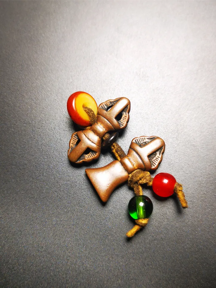 Gandhanra Antique Tibetan Amulet,Mini Vajra and Bell Bead Counters for Mala Bracelet,Prayer Bead,Made of Red Copper