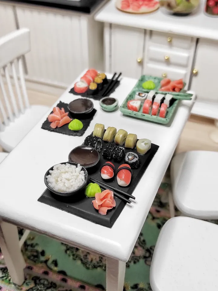 Japanese food, Realistic sushi and rolls for dollhouse, food for dolls, gift ideas, miniature, mini food, small food