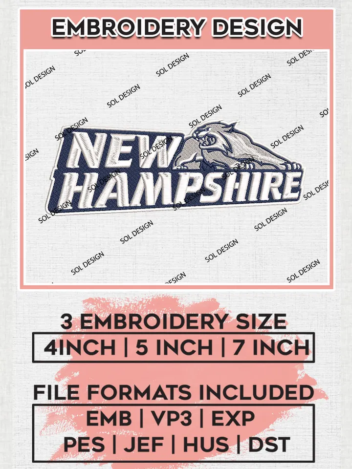 NCAA New Hampshire Wildcats Team Logo Writing embroidery designs, NCAA New Hampshire Wildcats Logo Machine embroidery files, NCAA Team Logo embroidery designs, NCAA Game Day Machine embroidery designs, Digital Download