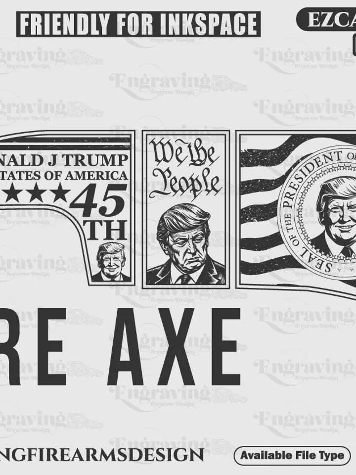 Fire Axe Scroll With Donald Trump SVG,lasercut,laserengraving,fiberlaser,engravingfiles,laserpattern,engravingdesign,engravingpattern,axeart