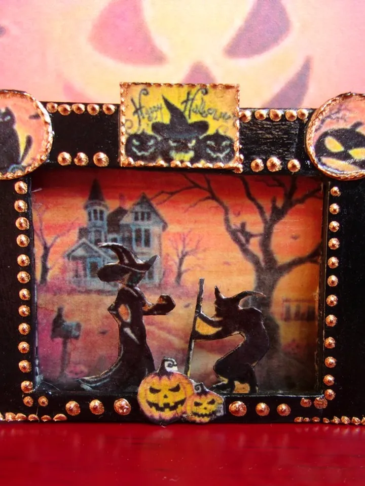 Puppet theater for Halloween. Dollhouse miniature. Handmade. 1:12. Halloween.
