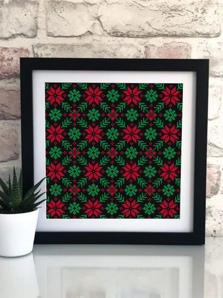 Seamless Christmas cross stitch pattern PDF download Scandinavian Christmas ornament, Christmas pattern digital PDF, Nordic design #N94