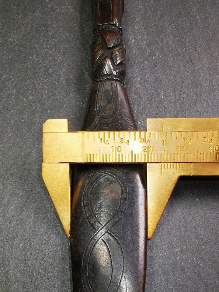 Gandhanra Handmade Tibetan Buddhist Ritual Implement - Kila -Dorje Phurba,Black Manjusri Sword,Made of Cold Iron inlaid with Copper, 9"