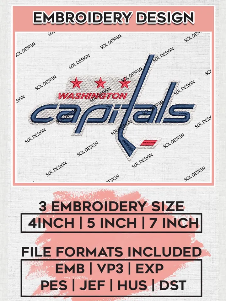 NHL Washington Capitals Embroidery Files, NHL Washington Capitals Machine Embroidery Designs, NHL Embroidery Designs, NHL Capitals Embroidery Designs, Digital Download