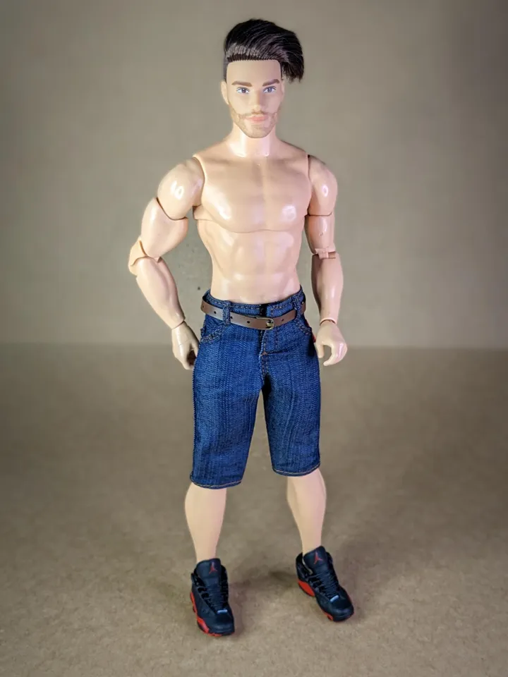 Classic denim shorts for 1/6 scale fashion male doll (Muscular Body or FR Homme, Poppy Parker)
