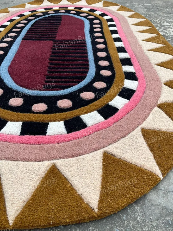 9x12 Oval Shape Living Room Rug Hand Tufted Modern Rug Handmade Soft Wool Rug Large Area Rugs for Bedroom Dining Hallway 5x8 6x9 8x10 10x14