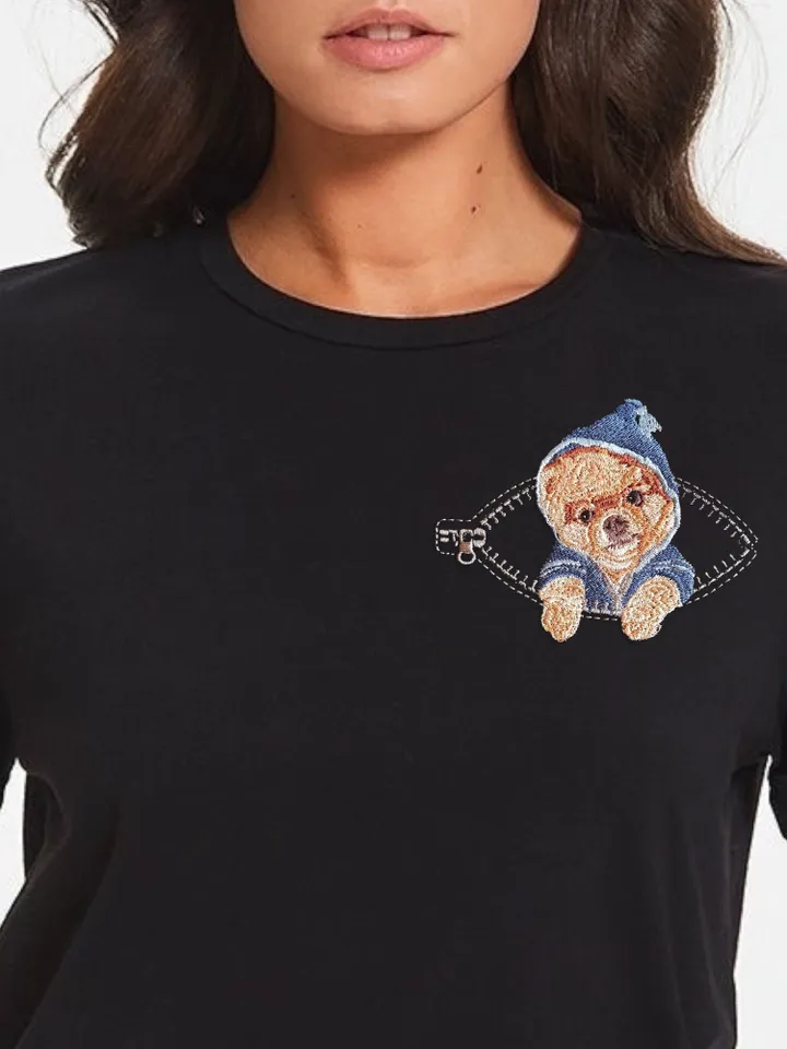 Spitz in a zipper pocket Miniature realistic machine embroidery design Pet design Dog realistic pattern spitz embroidery pattern