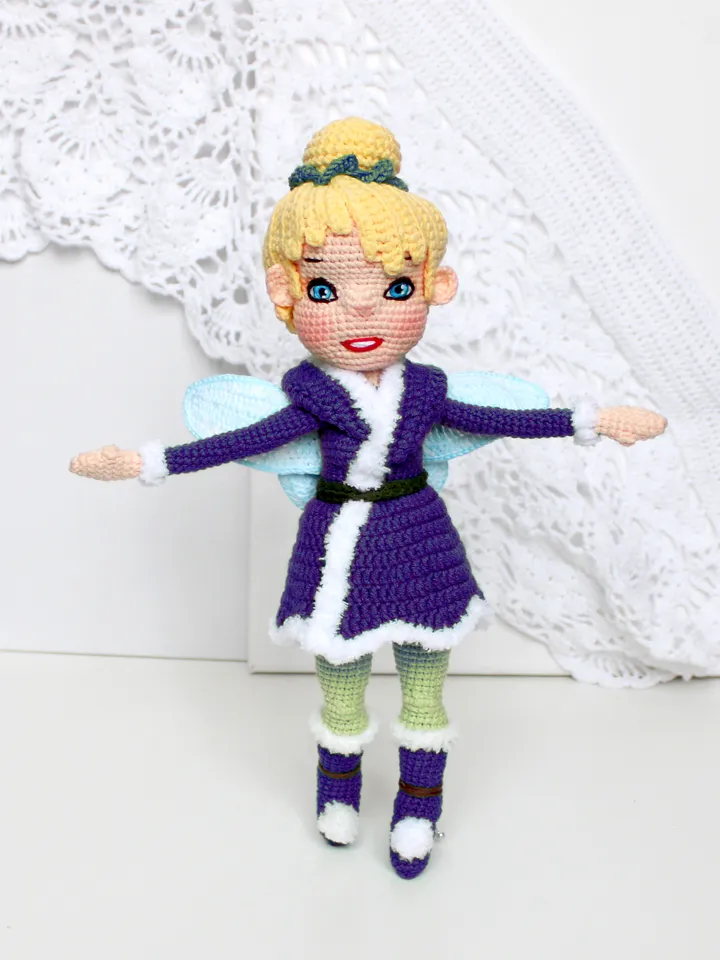 Doll in winter clothes crochet pattern PDF in English