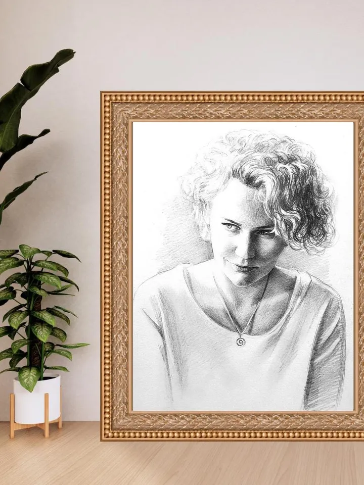 Graphite pencil portrait | Hand drawn custom pencil portrait from photo | Order a realistic pencil portrait with pencils on fine art paper