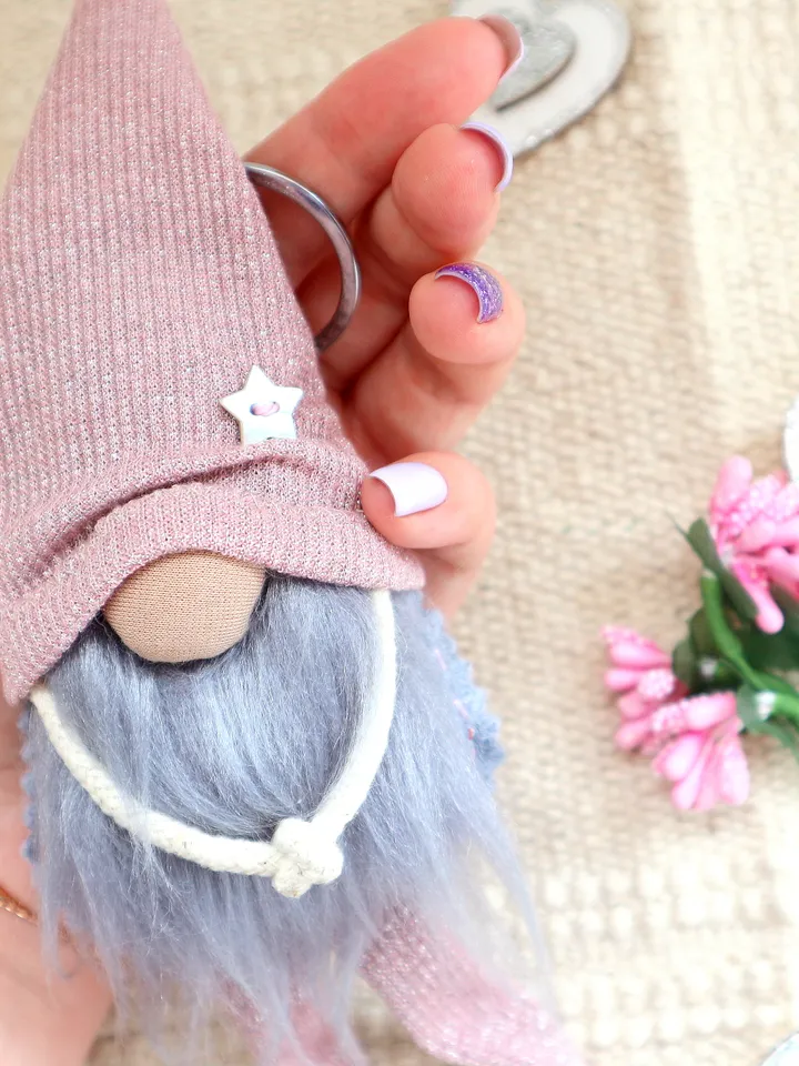 Pink and grey Gnome charm