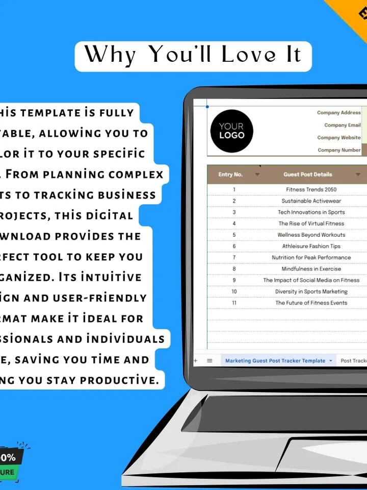 Marketing Guest Post Tracker Template, Guest Post Planner, Outreach Tracking Spreadsheet, Blog Collaboration Log, PR Content Organizer