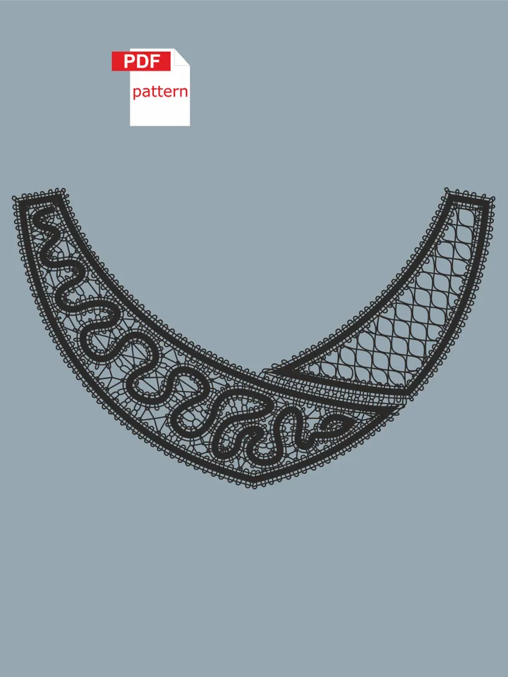 Bobbin lace Snake pattern collar Printable PDF pattern