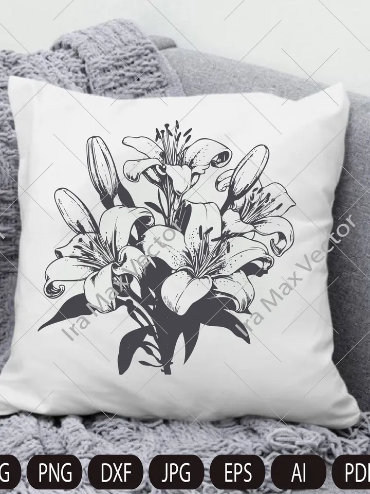 Lily Flower Svg, Lily Svg Bundle, Lily set Svg, Hand Drawn Lily Svg, Flwer Bouquet Svg, Floral Svg, Flower Wedding