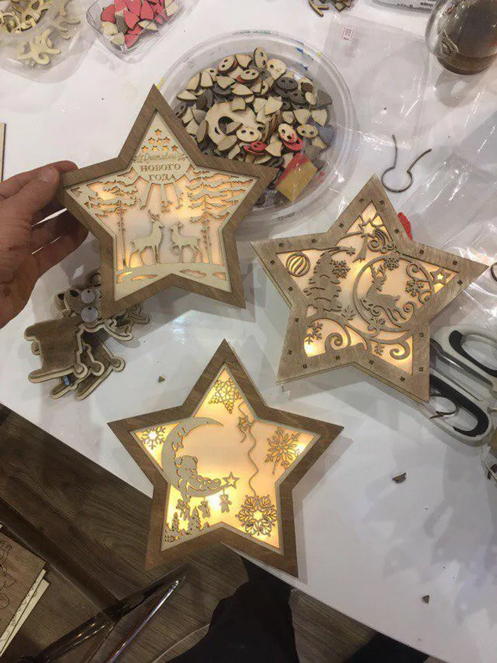 Digital Template Cnc Router Files Cnc Christmas Star Files for Wood Laser Cut Pattern