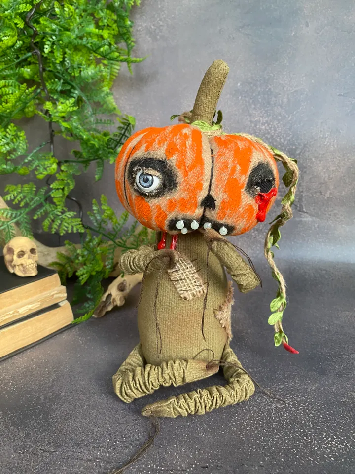 Primitive pumpkin for horror Halloween party