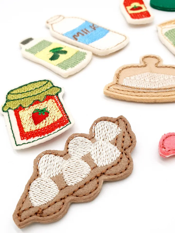 ITH Felt Groceries Embroidery Design Set, Play Food Milk Bread Jam Pattern, 4x4 Hoop Digital File