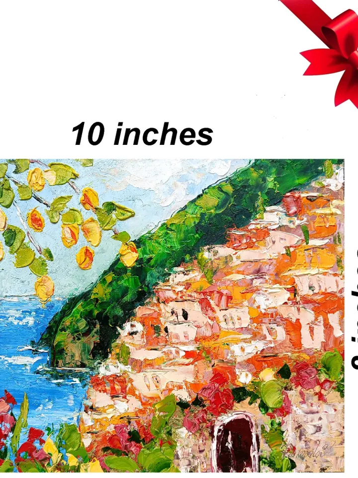 Positano Painting Italy Original Art Impasto Painting Cityscape Travel Artwork Lemon Wall Art 10x8 by ArtProkopaloSv