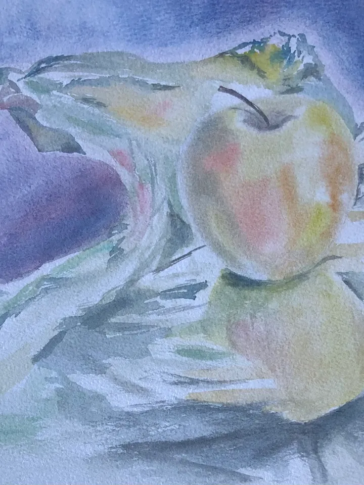 Apple original watercolour painting hand painted modern painting wall art 8x11 inch