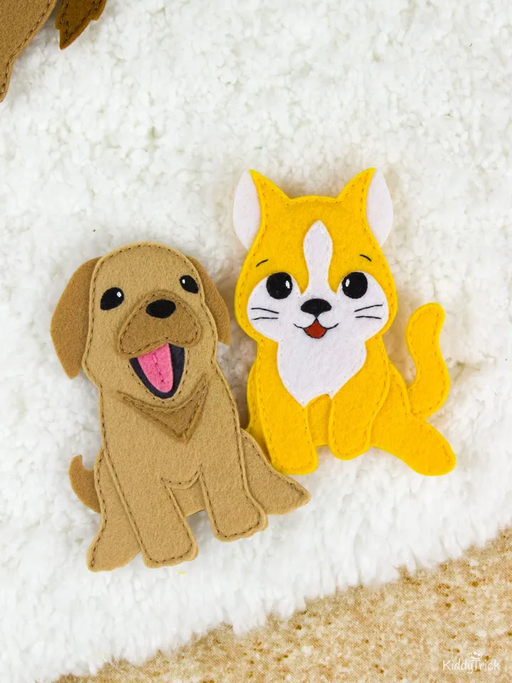 Felt Domestic Animals Sewing Pattern - Felt Finger Puppets