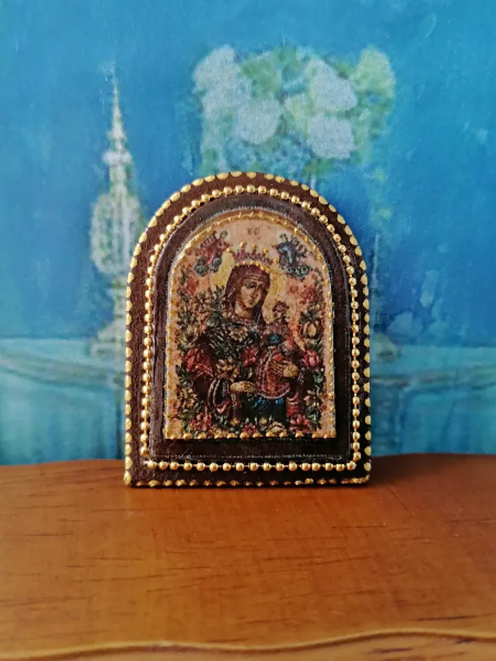 Miniature icon. Christmas icon.1:12 scale.Dollhouse miniature. Christmas. 1:12.Handmade. Ancient icon.
