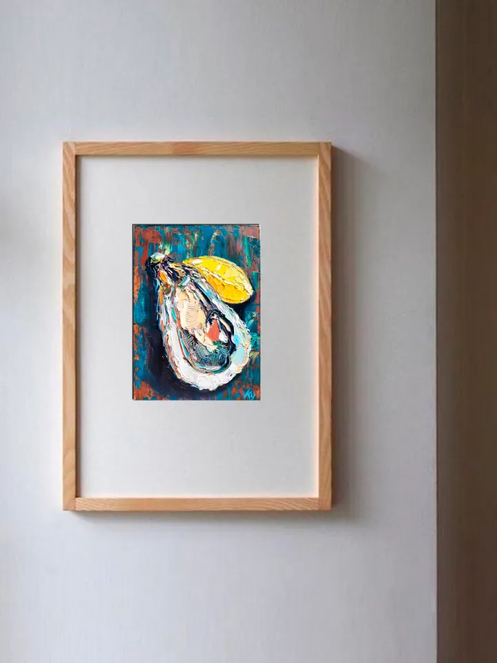 Oyster Painting Coastal Decor Impasto Oil Painting 5x7 Shell Original Art Seafood Art Oyster Shell Wall Art Kitchen Wall Art Food Painting by ArtFromVictoria