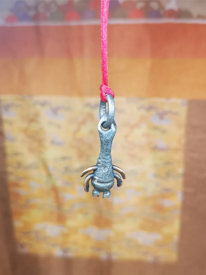Gandhanra Antique Tibetan Thokcha Amulet Pendant,Scorpion Guru of Padmasambhava, Buddhist Scorpion Totem, Made of Thunder Iron,1.26"