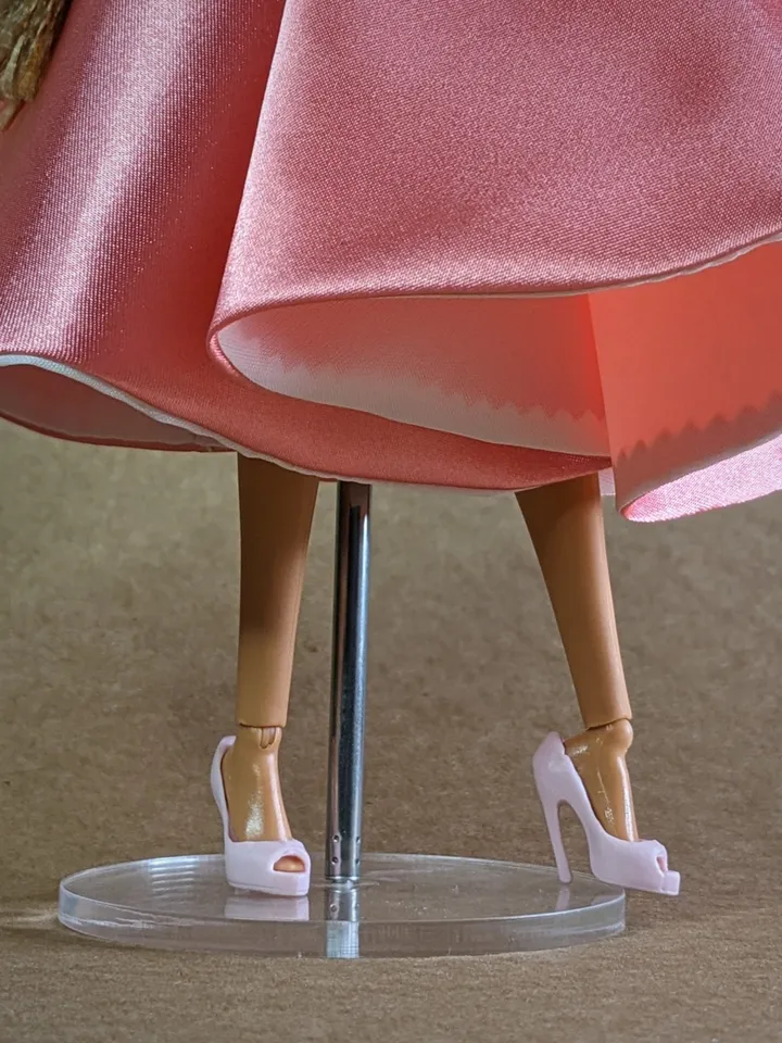 Handmade pink satin dress for 1/6 scale 11.5-inch fashion dolls | Formal Doll Gown