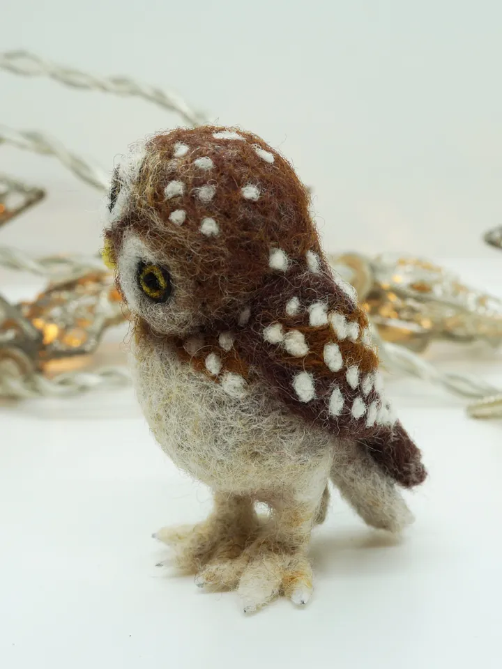 Owlbert, needle felted burrowing owl, made to order