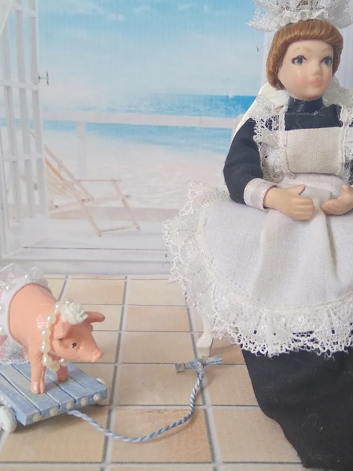 Pig on a cart. Toy for the doll.1:12 scale.