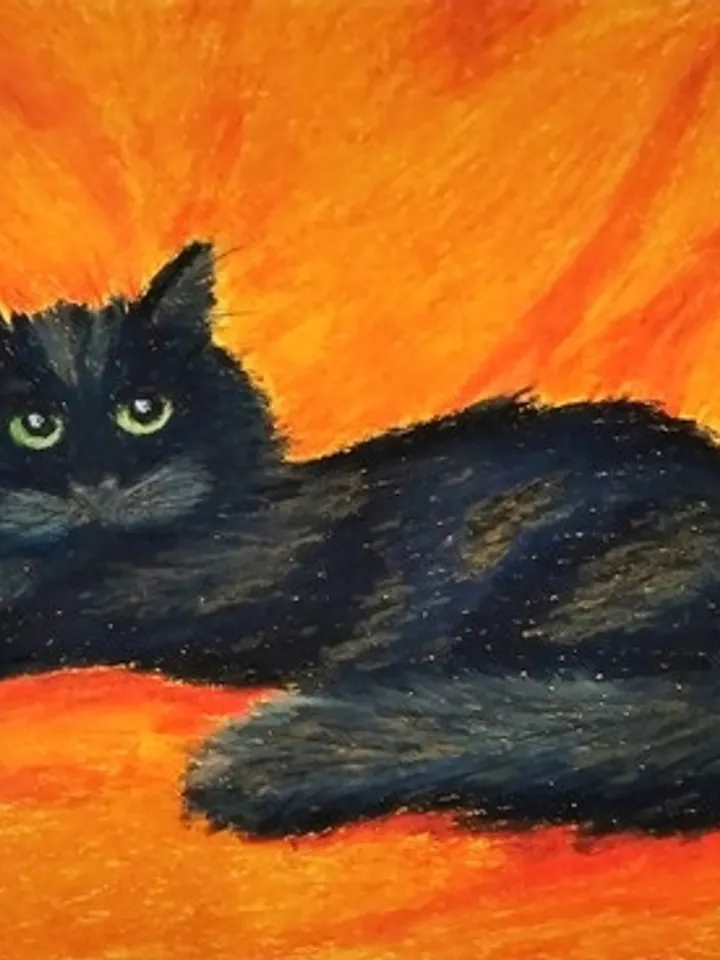 Cat Painting in pastel on paper