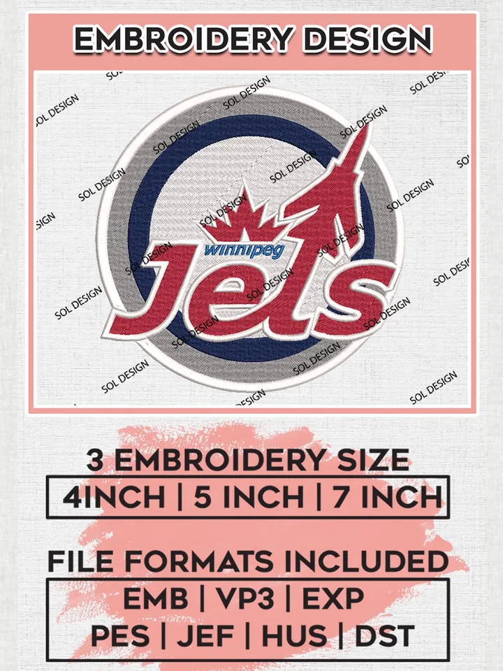 NHL Jets Logo Embroidery Designs, NHL Winnipeg Jets Machine embroidery Files, Hockey Team Logo Emb Files, NHL Embroidery Designs, NHL Machine Embroidery Designs, Digital Download