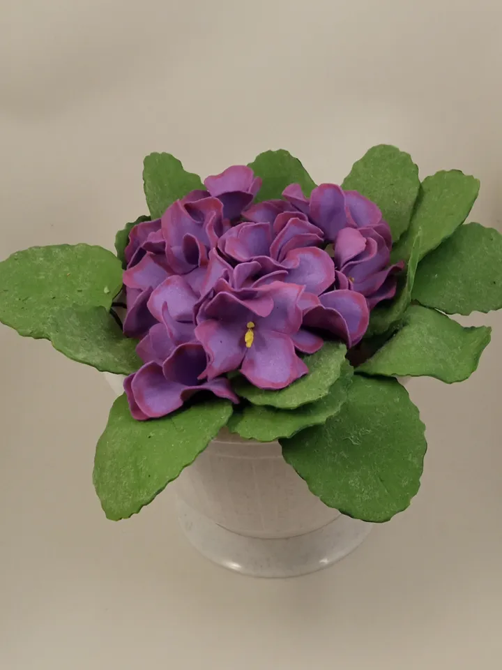 Handmade artificial violet in a pot/home decor/kitchen decor/gift for her/mother Day gifts/birthday gift/grandma gifts