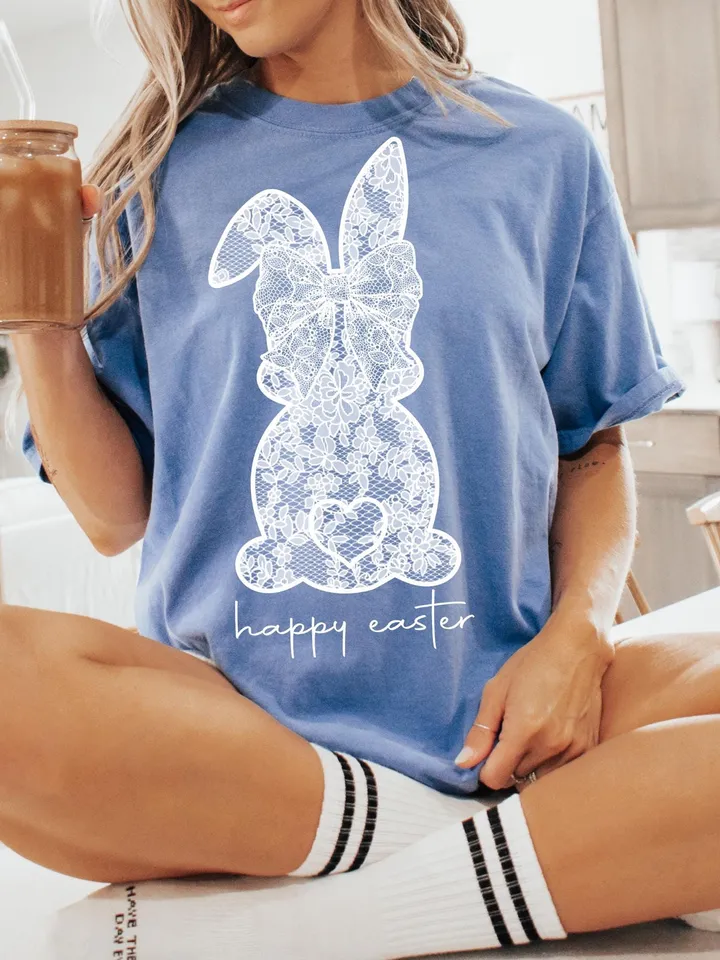 White Lace Bunny Coquette Bow PNG, Easter png, Lace Bow Bunny Png, Happy Easter Png, Spring png, Lace Easter Coquette Png, Faux Embroidery